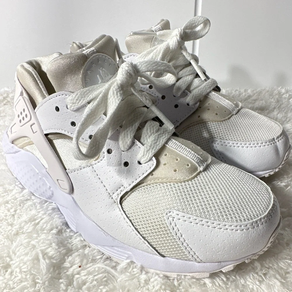 Nike Huarache Run GS Boys Whiteout White / Platinum Running Sneakers